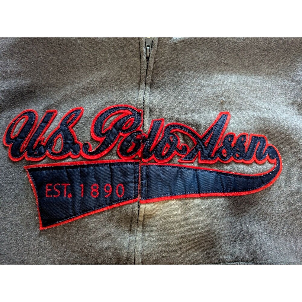 US Polo Assn Hoodie Full Zip Mens XL Gray/Black/Red Vintage Preowned - Picture 6 of 13